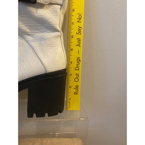 MIX No. 6 White Faux Leather Mid Shaft Block Heel Platform Boot Size 7.5 - Picture 9 of 9